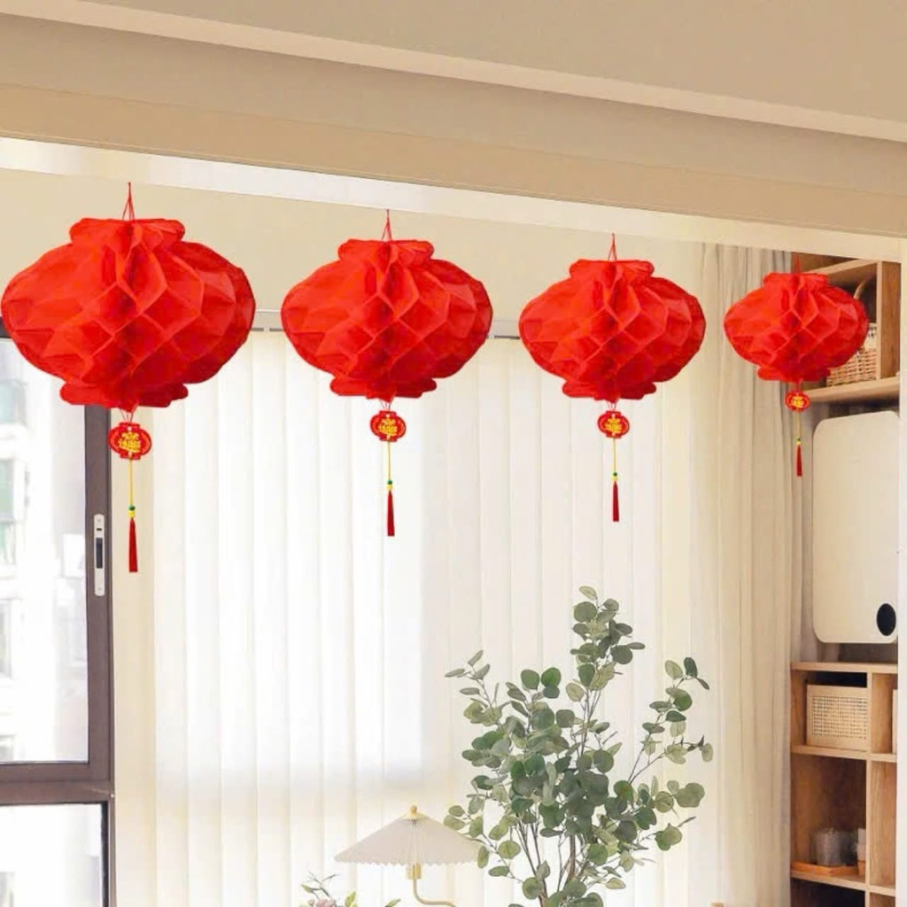 Lồng đèn đỏ trang trí nhà cửa combo 50c