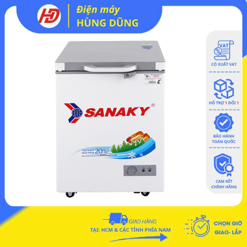 [ SHIP HOẢ TỐC 2H TẠI HCM ]Tủ đông Sanaky 100 lít VH-1599HYK (kính xám)- Chính hãng BH-24 tháng