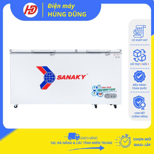 [ SHIP HOẢ TỐC ĐÀ NẴNG, HUẾ ]Tủ đông Sanaky Inverter 530 lít VH-6699HY3 ,2 cánh 1 ngăn đông dàn đồng