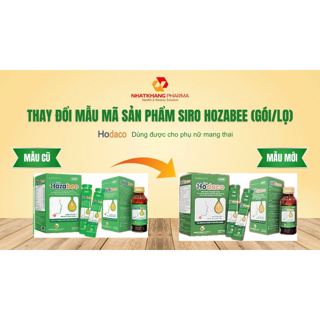 Siro ho Hodaco (mẫu mới của Hozabee) giảm tăng tiết đờm, ho nhiều, đau rát họng-Lọ 100ml-Dùng được d