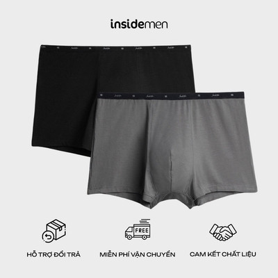Set 2 Quần Sịp Đùi Boxer Nam Insidemen Kháng Khuẩn Khử Mùi Cao Cấp Giao Màu Ngẫu Nhiên IBX008EDP02