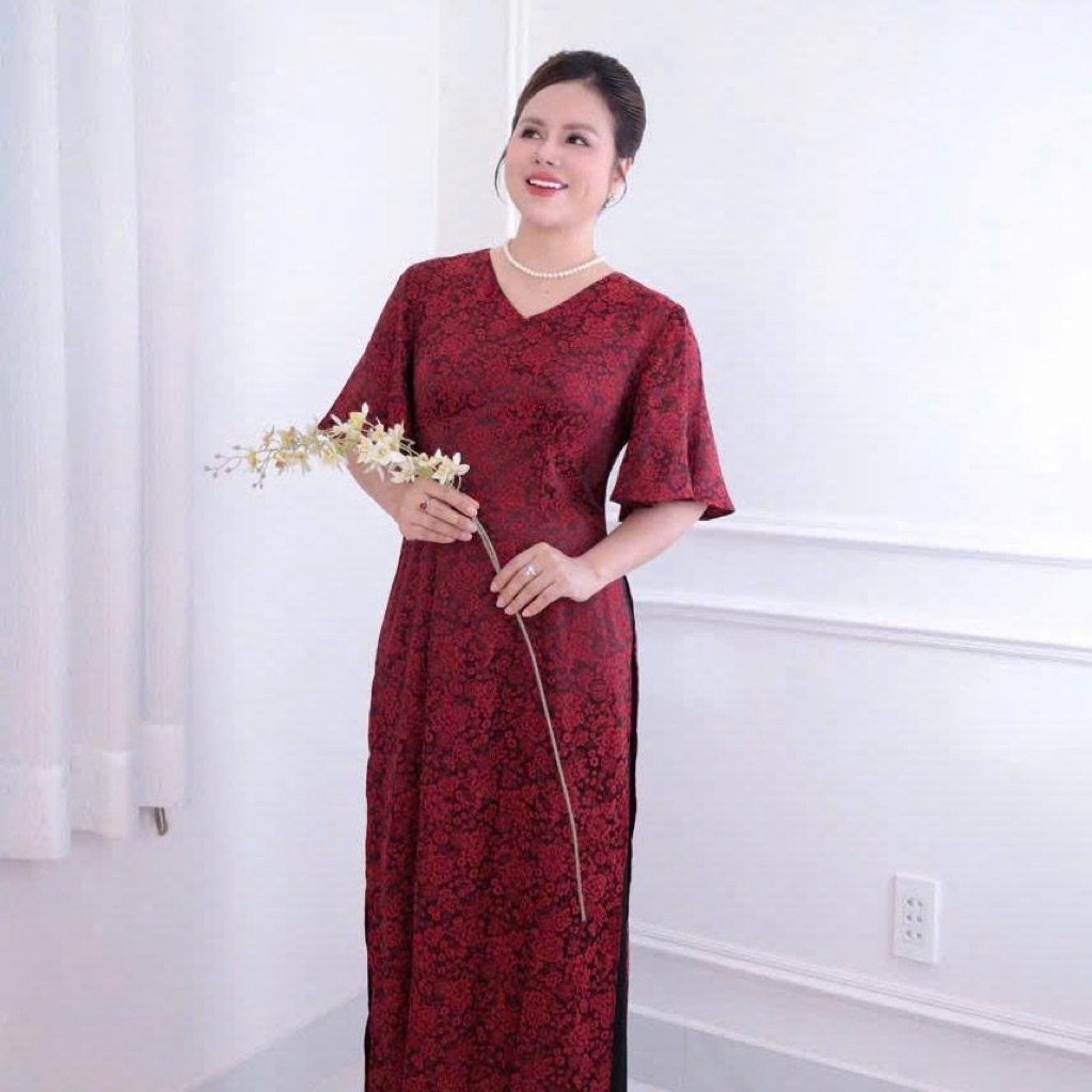 Set áo dài cách tân , Set đồ kiểu cho các bà, các mẹ,Set đồ trung niên,  quần dài, áo gấm tô châu CC