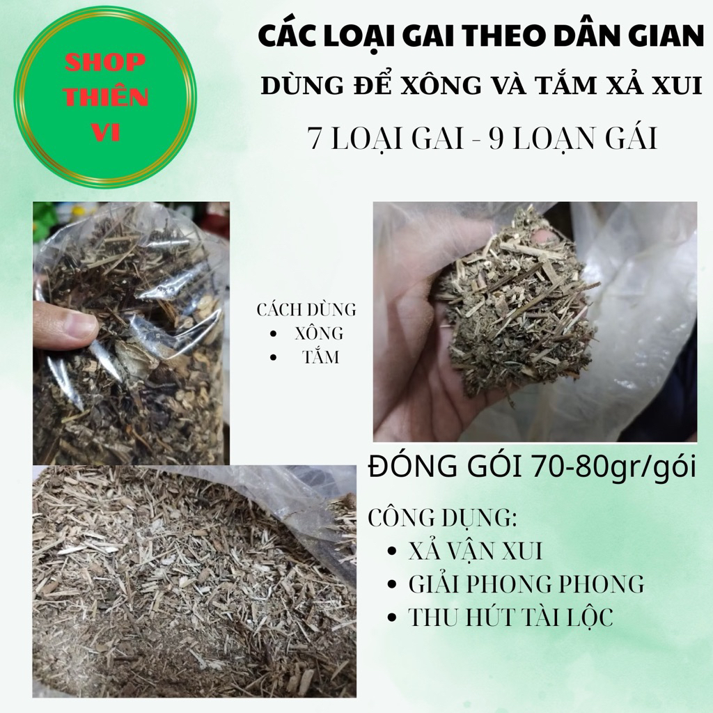 Gói 7 loại - 9 loại gai xông tắm xả xui xông phong thủy đại cát đại lợi