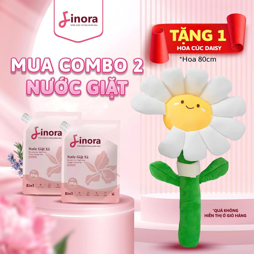 Combo 2 Túi Nước Giặt Xả Finora Hương Nước Hoa 2kg Lưu Hương Lâu Tặng Hoa Cúc Daisy