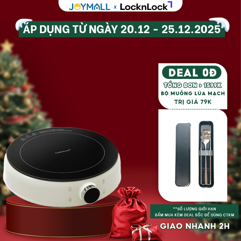  Bếp Điện Từ Mini LocknLock Mini Induction Cooker EJI126IVY 1500W Hàng Chính Hãng - JoyMall 
