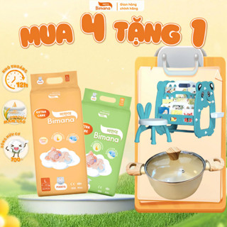   4E  -  TẶNG BÀN HỌC  NỒI VÂN ĐÁ HQ  - Combo 4 Bịch Tã Bỉm Bimana Extra Care Mỏng Thoáng Thấm Hút Tốt Đủ Size 