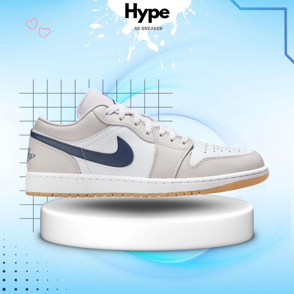 Giày sneaker_Air Jordan 1 Low 'Georgetown'. Giày JD1 cổ thấp xám xanh navy nam nữ full box