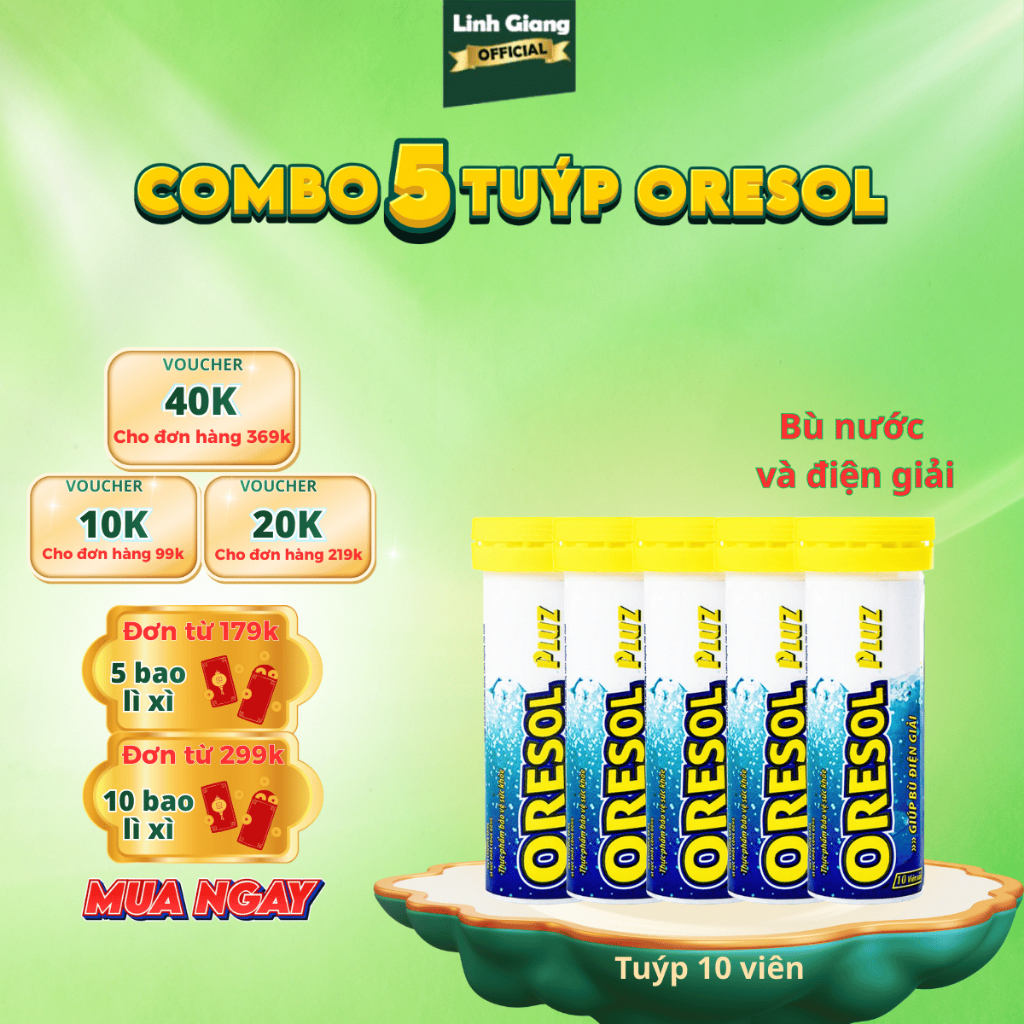 Combo 5 tuýp sủi Oresol Pluz tăng cường sức đề kháng, hỗ trợ miễn dịch, nâng cao sức khỏe