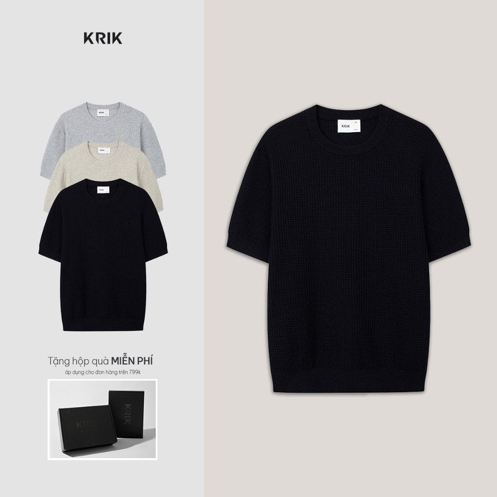 Áo Phông Nam KRIK Form Regular Chất Liệu Cotton Tự Nhiên Thiết Kế Dệt Nổi AP1424