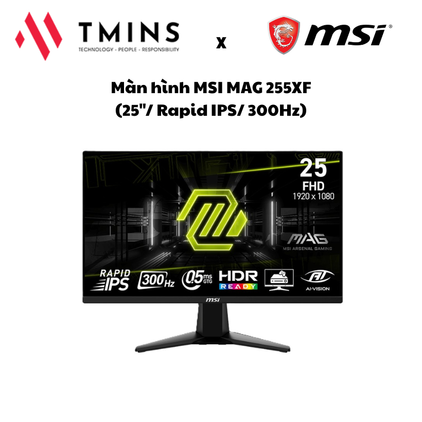 Màn hình Gaming MSI MAG 255XF 25'' ( Full HD, Rapid IPS, 300Hz, 0.5ms, phẳng ) - Hàng Chính Hãng