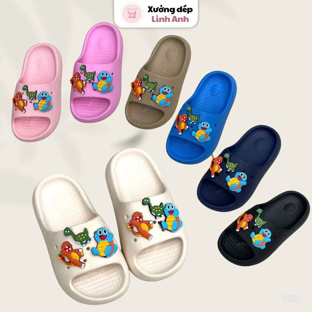Dép lê bé trai bé gái kèm sticker chất liệu cao su EVA nhẹ êm chống trơn trượt- HQ101 KHỦNG LONG