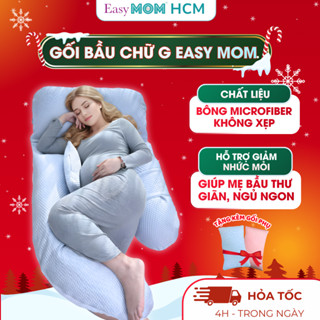   HCM Gối bà bầu chữ G siêu mát vỏ điều hoà Easy MOM thoáng mát giảm đau lưng giúp ngủ ngon 