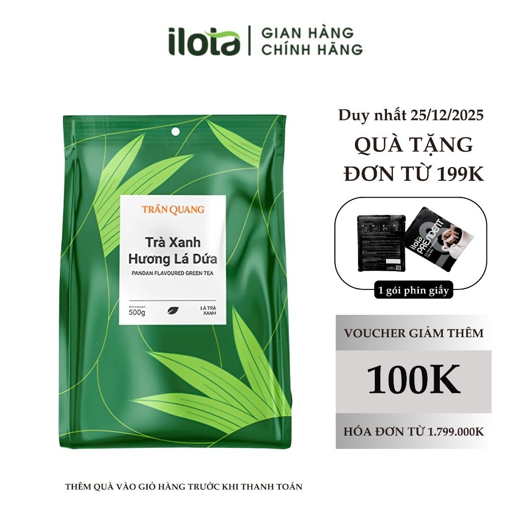  Trà lá xanh hương lá dứa Trần Quang  gói 500gr  