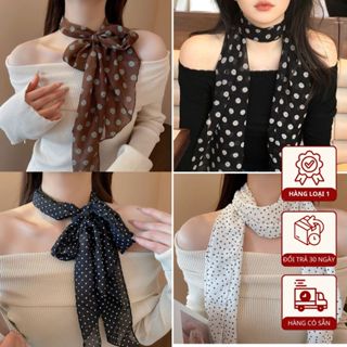 Khăn lụa dài khăn voan chấm bi Her Acessories, khăn quàng cổ nữ lụa mềm mại phong cách Hàn Quốc