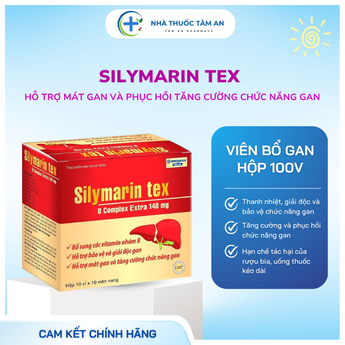 SILYMARIN TEX B COMPLEX 140MG - Hỗ trợ thanh nhiệt, mát gan, tăng cường và bảo vệ chức năng gan 100v