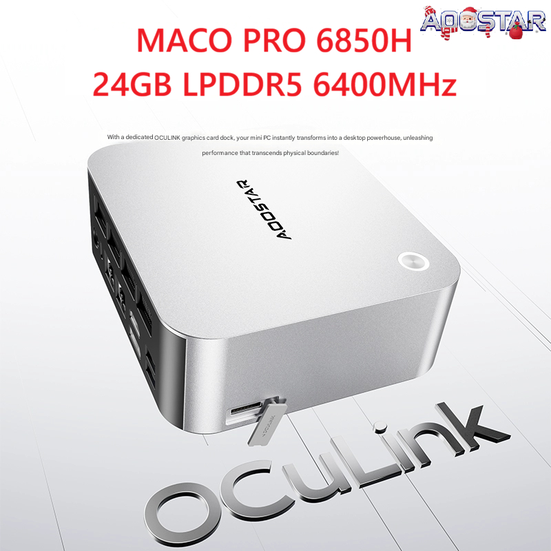[3 Slot SSD NVME 4x4] Aoostar MACO PRO 6850H 24GB LPDDR5 6400Mhz| Oculink USB4.0 | Tản nhiệt Buồng H
