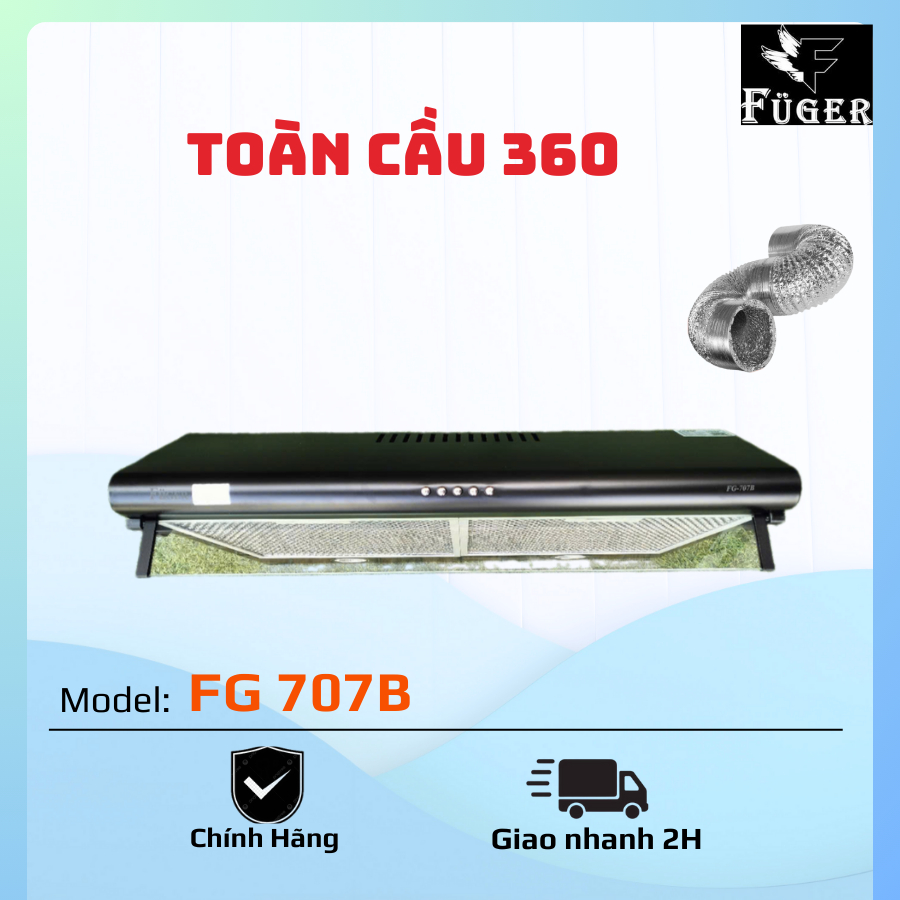 FG 707B / HÚT MÙI CỔ ĐIỂN FUGER / CHẤT LIỆU: TÔN LẠNH PHUN SƠN ĐEN