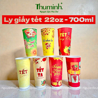  Lốc 50 Ly Giấy In Tết 22oz 700ml  Nắp F90  