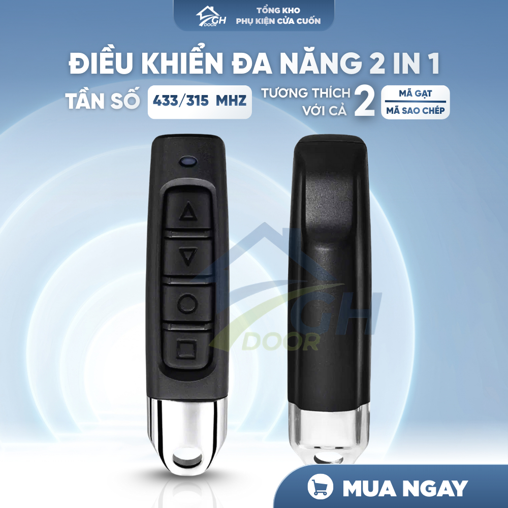 Điều khiển cửa cuốn học lệnh thông minh tần số 433 MHZ  nhỏ gọn - Kèm pin sẵn