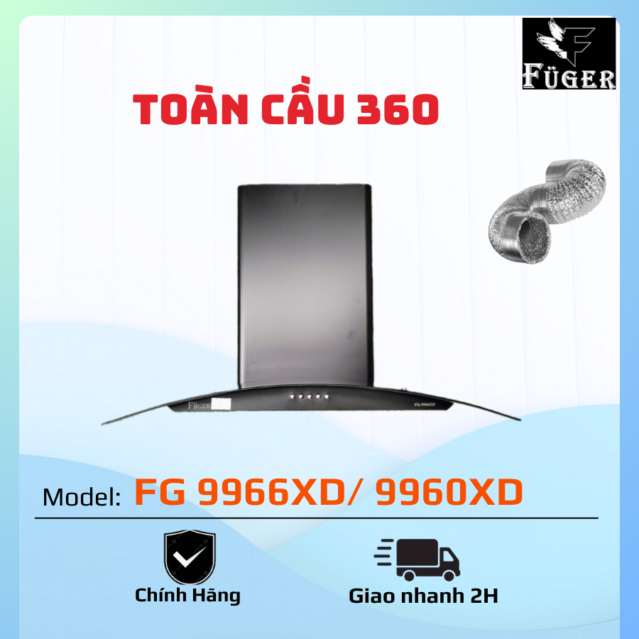 FG 9966XD / FG 9960XD / HÚT MÙI KÍNH CONG, PHÍM CƠ FUGER / Điều khiển phím bấm 3 cấp độ