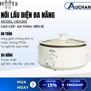 Nồi lẩu điện đa năng Haatz HEH500 5L, lòng gốm chống dính tháo rời, dễ vệ sinh