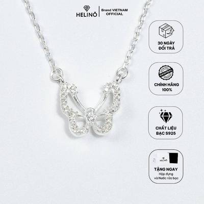 Dây chuyền bạc nữ HELINO hồ điệp cánh bướm mỏng đính viền đá cao cấp trang sức C44