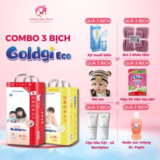   COMBO 3 BỊCH  Tã Bỉm Nhật Goldgi Eco Mỏng Nhẹ Thâm Hút Tốt Ngừa Hăm Da Dành Cho Bé 