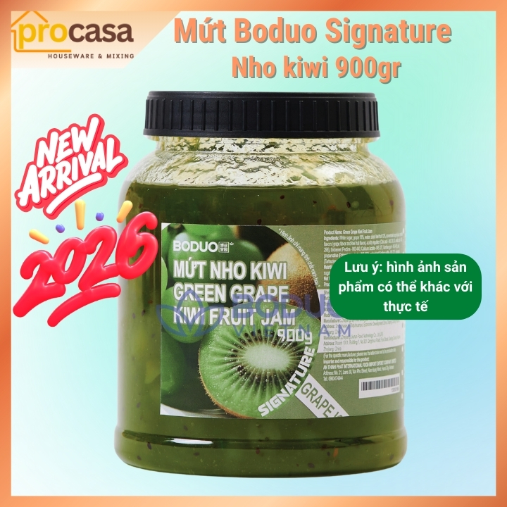 Mới 2026 - 900 gr - Mứt Boduo Signature - Nho kiwi – GREEN GRAPE KIWI FRUIT JAM - Nguyên liệu pha ch