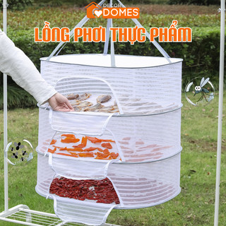 Giỏ Phơi Đa Năng 3 Tầng DOMES Lồng Sấy Thực Phẩm Chống Côn Trùng, Phơi Khô Quần Áo, Dễ Gấp Gọn