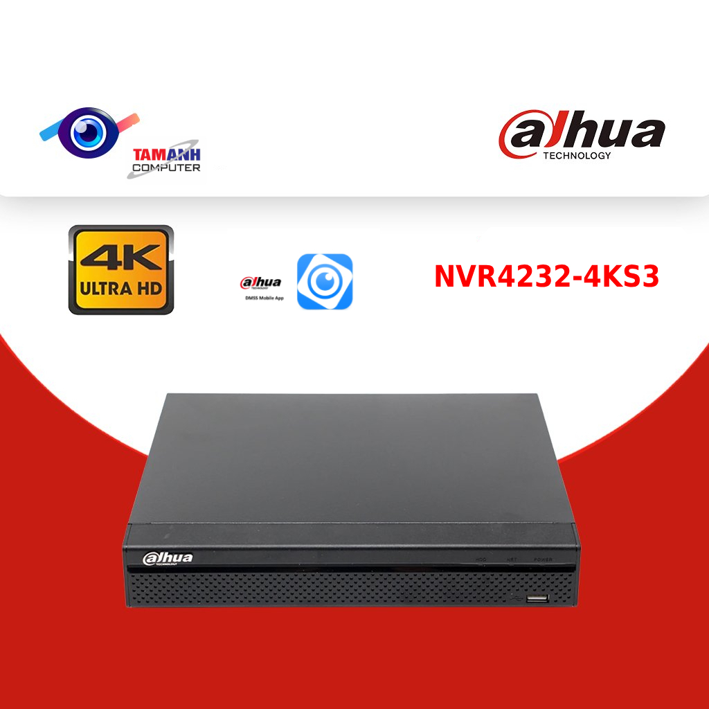 Đầu ghi hình IP 32 kênh DAHUA DHI-NVR4232-4KS3 , Hàng chính hãng.add được camera nội