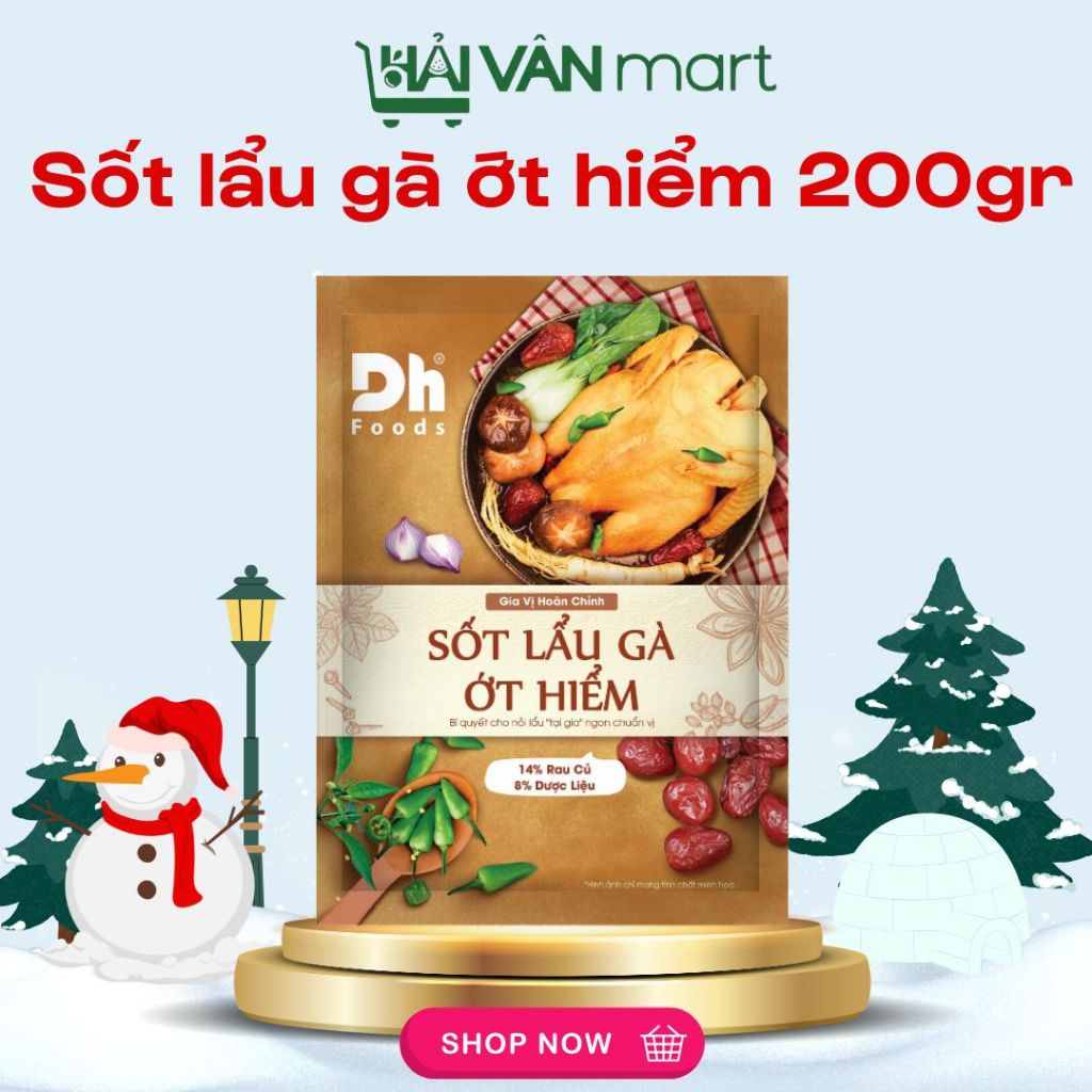 DH FOODS Sốt Lẩu Gà Ớt Hiểm Dh Foods 200gr - gia vị lẩu nêm sẵn chứa 22% rau củ tươi và dược liệu