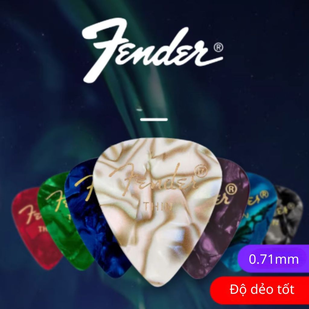 [SIÊU RẺ] Pick Gảy FENDER Dành Cho Đàn Guitar Aucostic Classic Celluloid, Độ Dày 0.46-0.71mm
