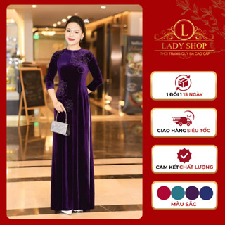  Áo dài nữ trung niên Lady Shop T265 T267 thiết kế cổ nhỏ kết hoa đơn sang trọng  Chưa kèm quần  