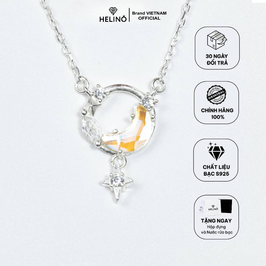 Dây chuyền bạc nữ HELINO đính đá mặt trăng Moonstone lấp lánh C48