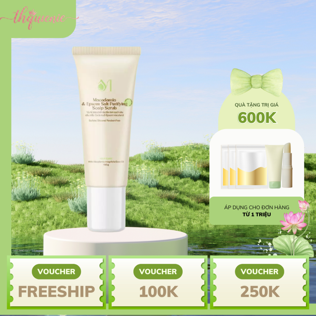 Tẩy Tế Bào Chết Da Đầu Mắc Ca & Muối Epsom 150g MACALAND Làm Sạch, Giúp Tóc Chắc Khỏe
