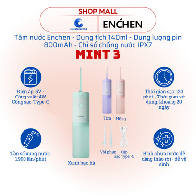 [HỎA TỐC] Máy tăm nước Enchen Mint 3 - Dung tích 140ml - Hàng chính hãng