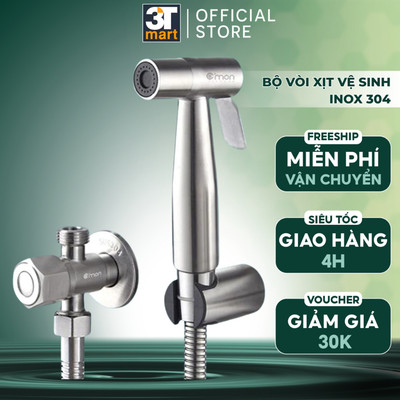Bộ vòi xịt vệ sinh INOX 304 cao cấp C'MON VX-02-I (dây inox)