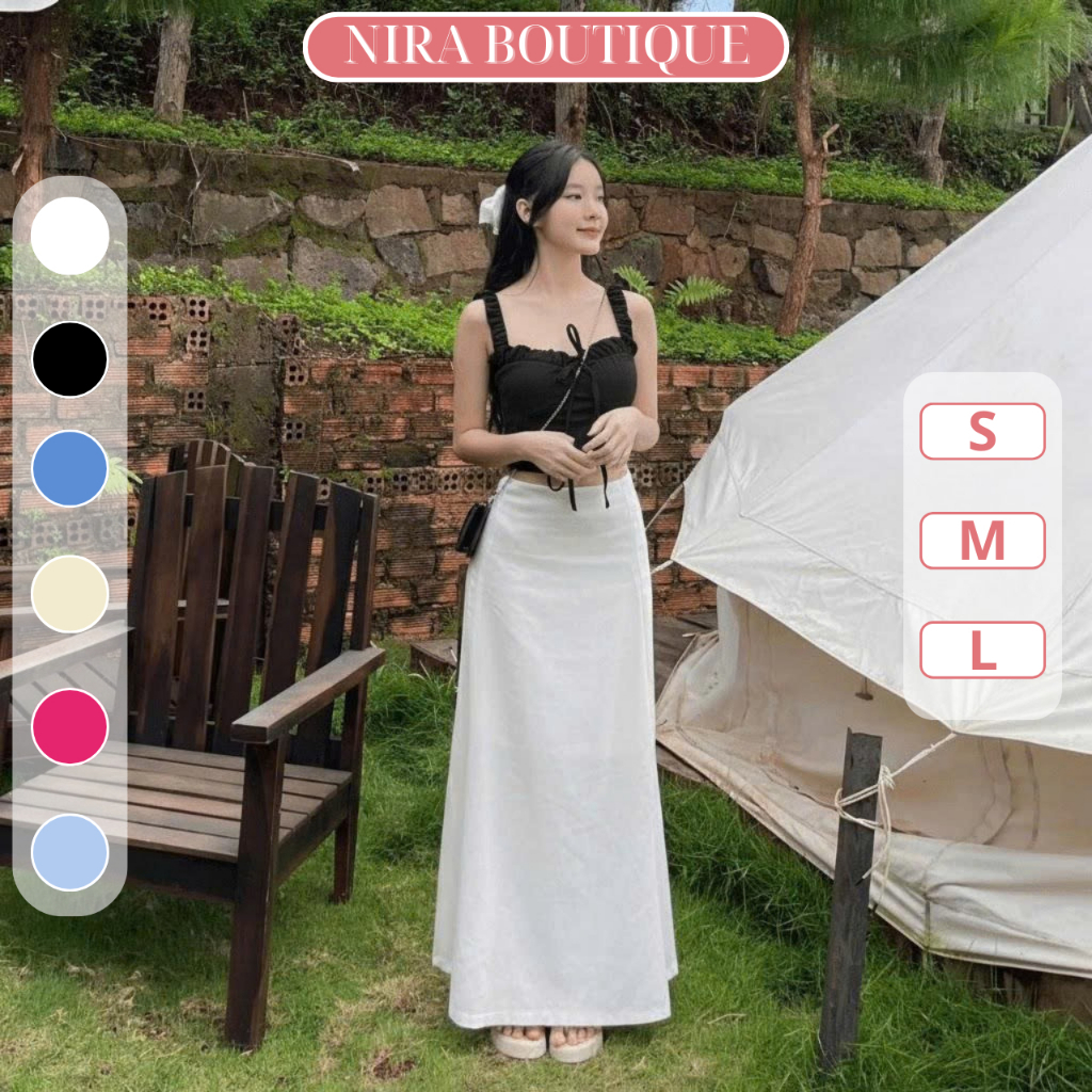 Áo Croptop 2 Dây Nhún Bèo Có Mút Ngực Dây Rút Tôn Dáng-H22-Nira.Boutique