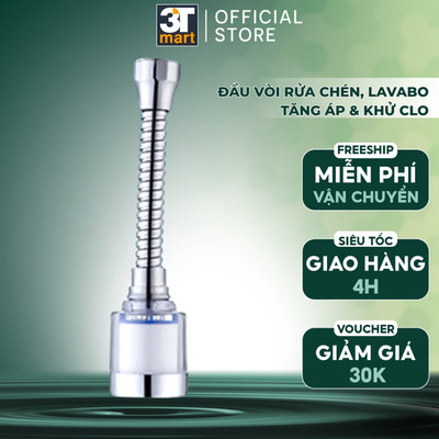 Đầu vòi rửa bát chén tăng áp LỌC KHỬ CLO DƯ điều hướng xoay 360 độ dài 17cm C'MON DV-09 (DÀI MỀM)