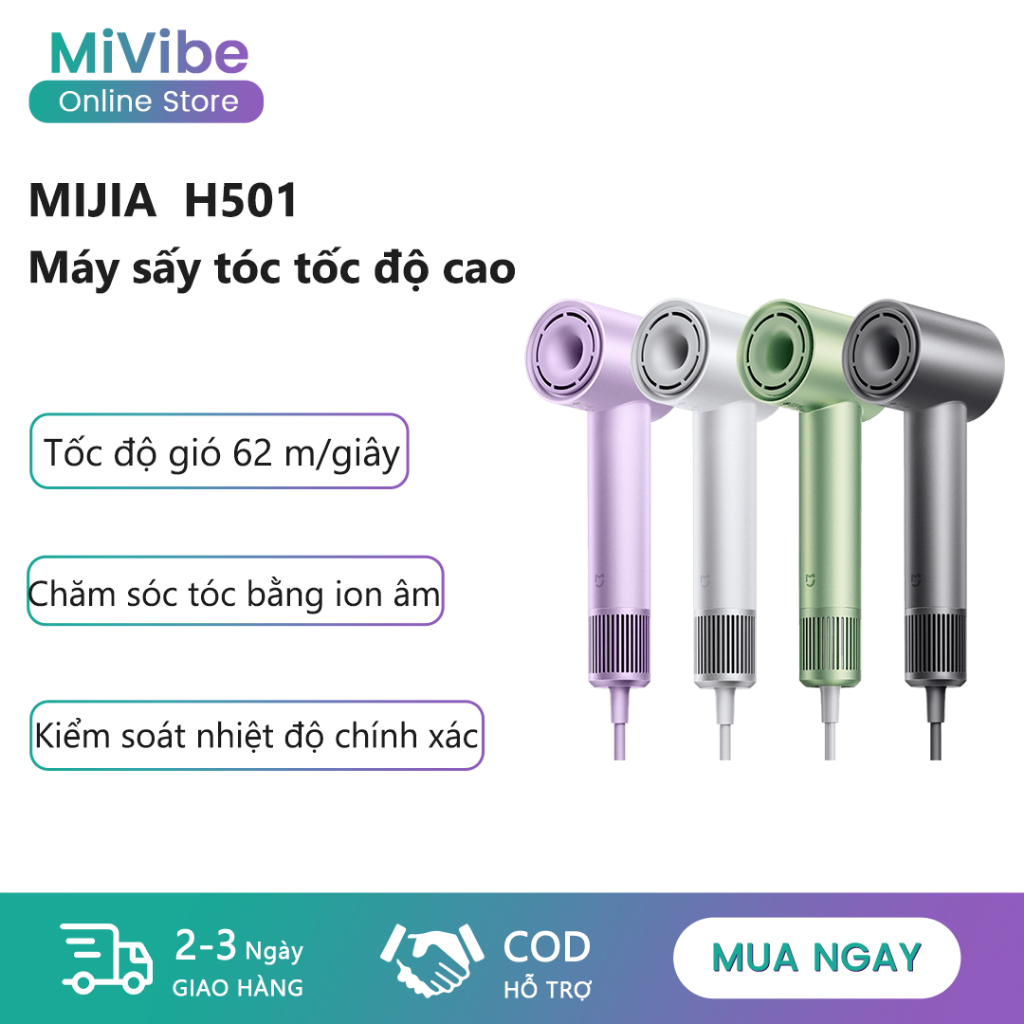 Máy sấy tóc tốc độ cao Mijia H501 – Gió mạnh, không cánh, tốc độ 110.000 vòng/phút, dùng tại nhà
