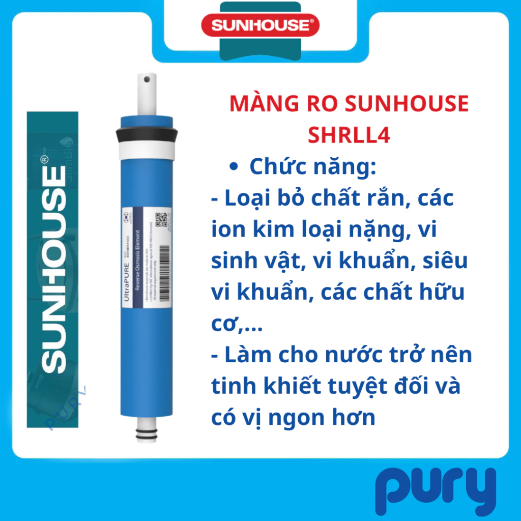 Lõi lọc nước số 4 Sunhouse - Màng lọc thẩm thấu ngược - Màng RO Sunhouse - Hàng Chính hãng
