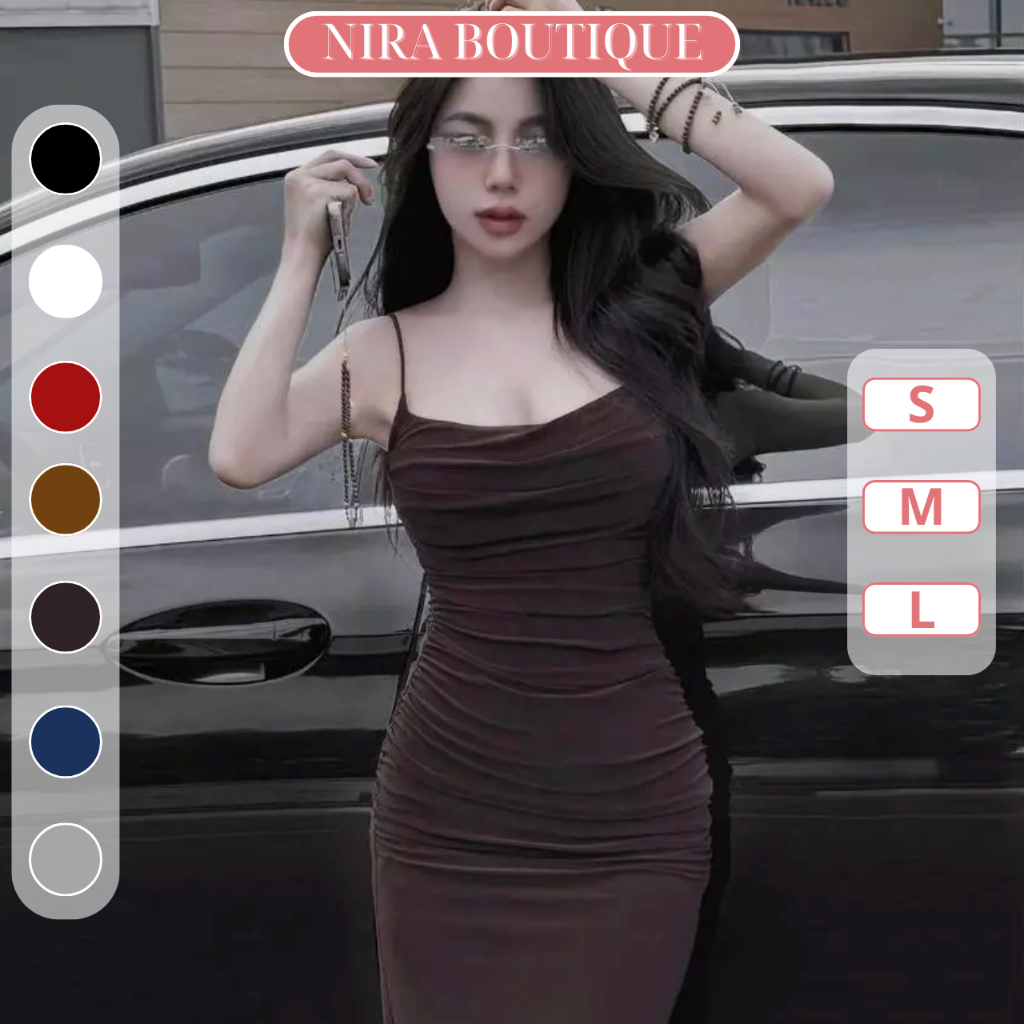 Đầm Body 2 Dây Thun Xịn Siêu Hack Dáng Dạo Phố-H12-Nira.Boutique