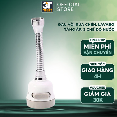 Đầu vòi rửa bát tăng áp điều hướng trục lò xo 17cm xoay 360 độ 3 chế độ nước C'MON DV-04