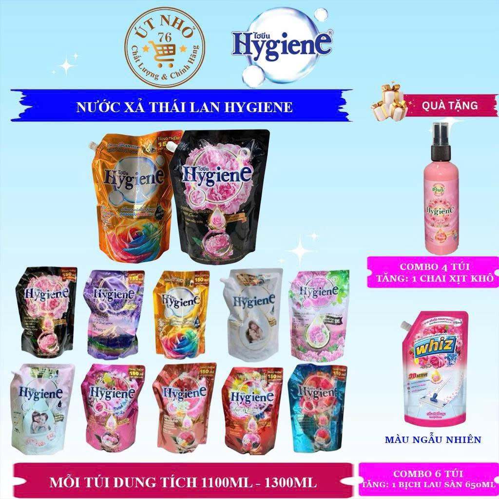 Combo 2 túi nước xả Hygiene đậm đặc hàng Thái Lan dung tích 1L-1,3L(Việt Nam hoặc Thái Lan sản xuất)