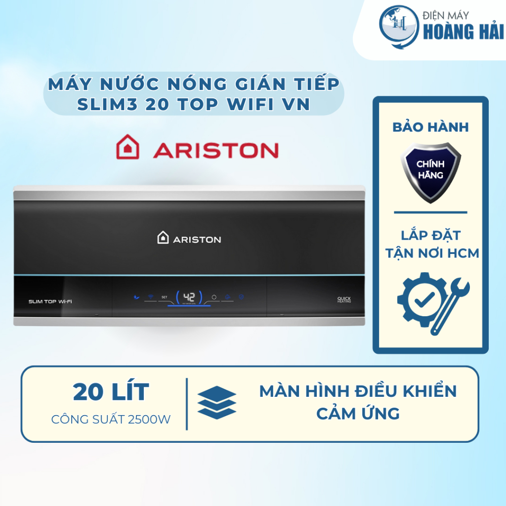 Ariston Slim3 20 TOP Wifi VN | Máy nước nóng gián tiếp Ariston Slim3 20 TOP Wifi VN 20 lít