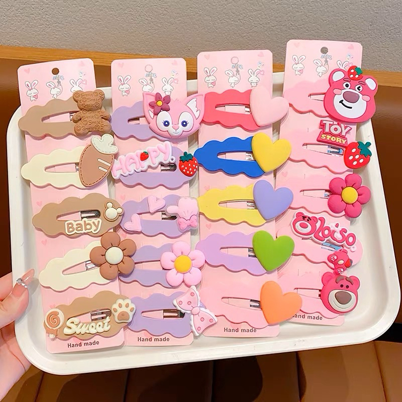 Set 5 Kẹp Tóc Mái Ngang Hình Gấu , Combo 5 Kep Tóc Hình Thú Cho Bé Dễ Thương Thời Trang Mùa Hè