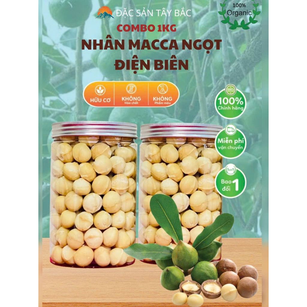 Combo 1kg Nhân Hạt MACCA Điện Biên Sấy, Hạt Sấy Dinh Dưỡng Thơm Ngon