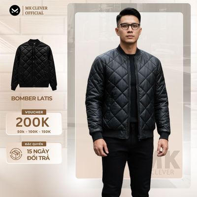 Áo Khoác Nam Bomber Gió Latis MK CLEVER chất liệu vải Gió da mặt bóng bền bỉ, giữ ấm cản gió tốt