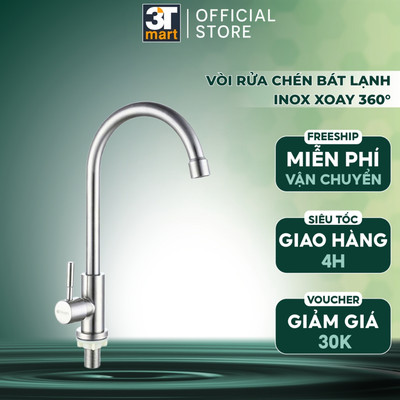 Vòi rửa chén bát lạnh cao cấp inox 304 xoay 360° C'MON VBL-02