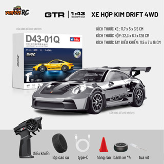  Xe Drift Hợp Kim D43 Tỉ Lệ 1:43 – RC 4WD Kim Loại Đèn LED Servo & Gyro Xe Điều Khiển Từ Xa Mini Cao Cấp 